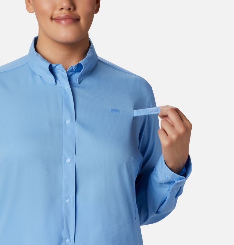 Women's Columbia PFG Tamiami II Long Sleeve Shirts Blue | Plus Size CA-F36A4